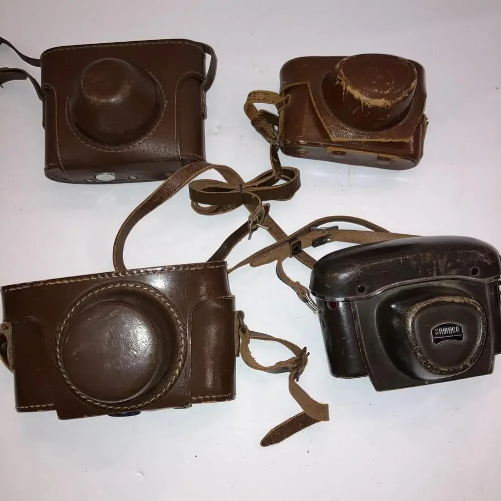 Lot Of 4 Vintage Brown Leather Camera Cases “LOOK”